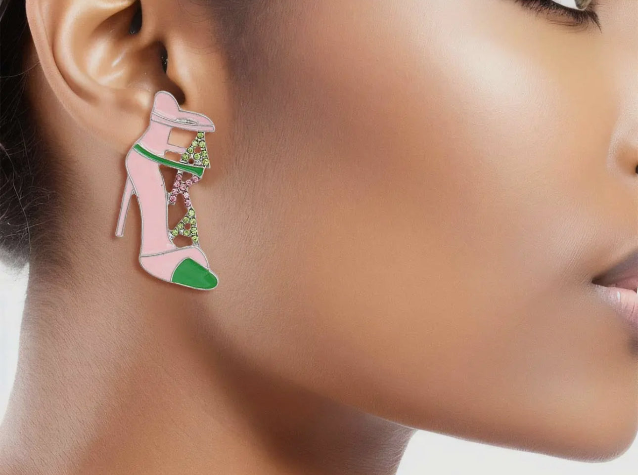 Alpha Kappa Alpha AKA Pink Heel Stud Earrings