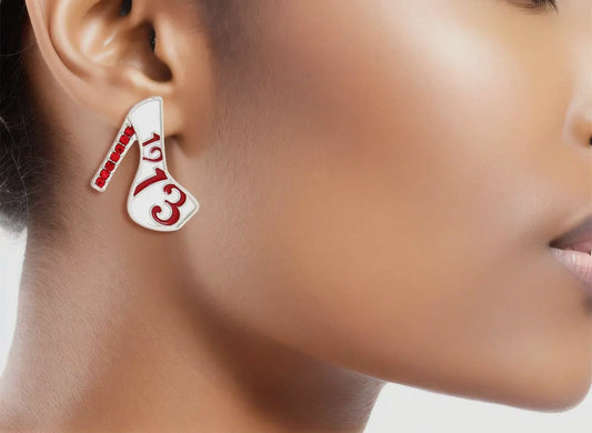 Delta Sigma Theta Inspired Stud Show Earrings, Rhodium