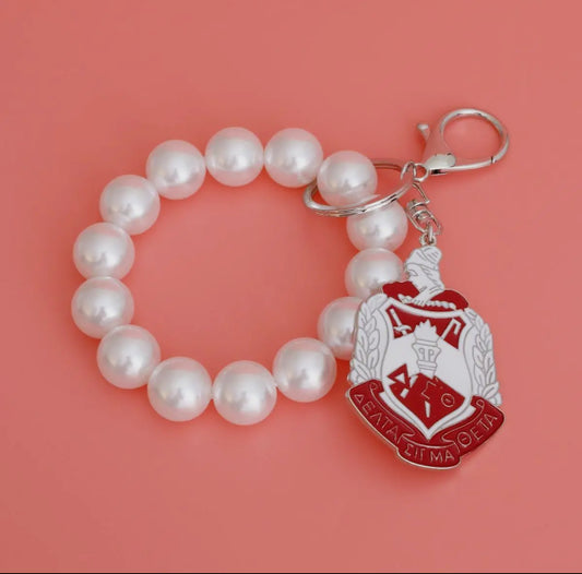 Delta Sigma Theta Inspired Crest Red and White Sorority Keychain / Purse Charm