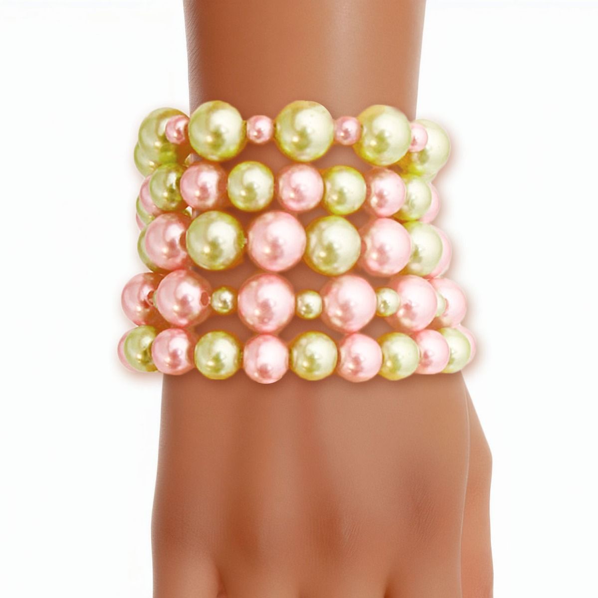 AKA Pink Green Pearl 5 Pc Bracelets. Alpha Kappa Alpha accessories 