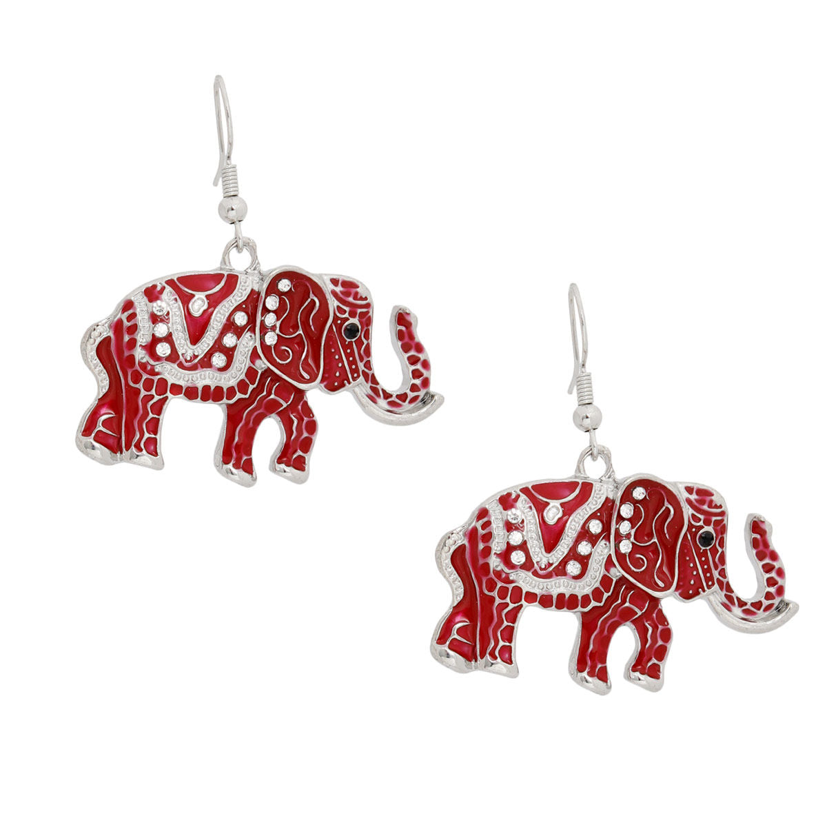 Drop DST Red Elephant Tribal Earrings for Women