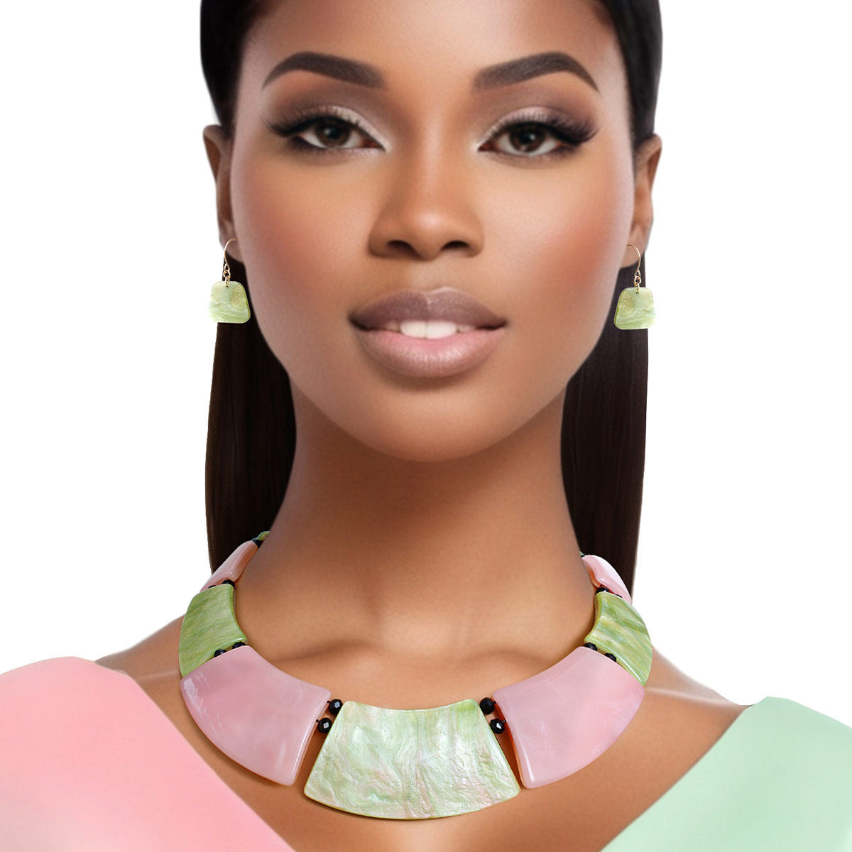 Alpha Kappa Alpha AKA Necklace Pink and Green Plate Collar for Women