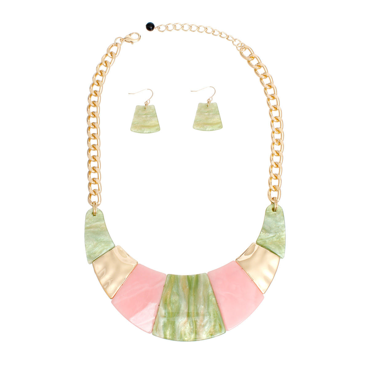 AKA Necklace Alpha Kappa Alpha Pink and Green Marble Bib for Women