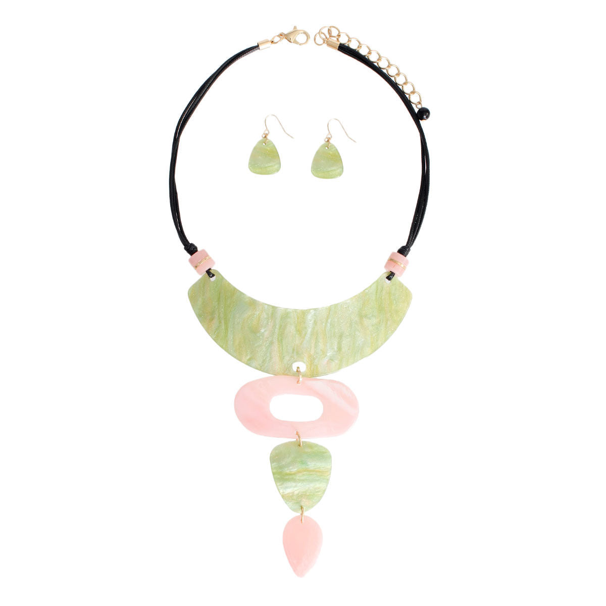 AKA Pink Green Drop Collar Necklace