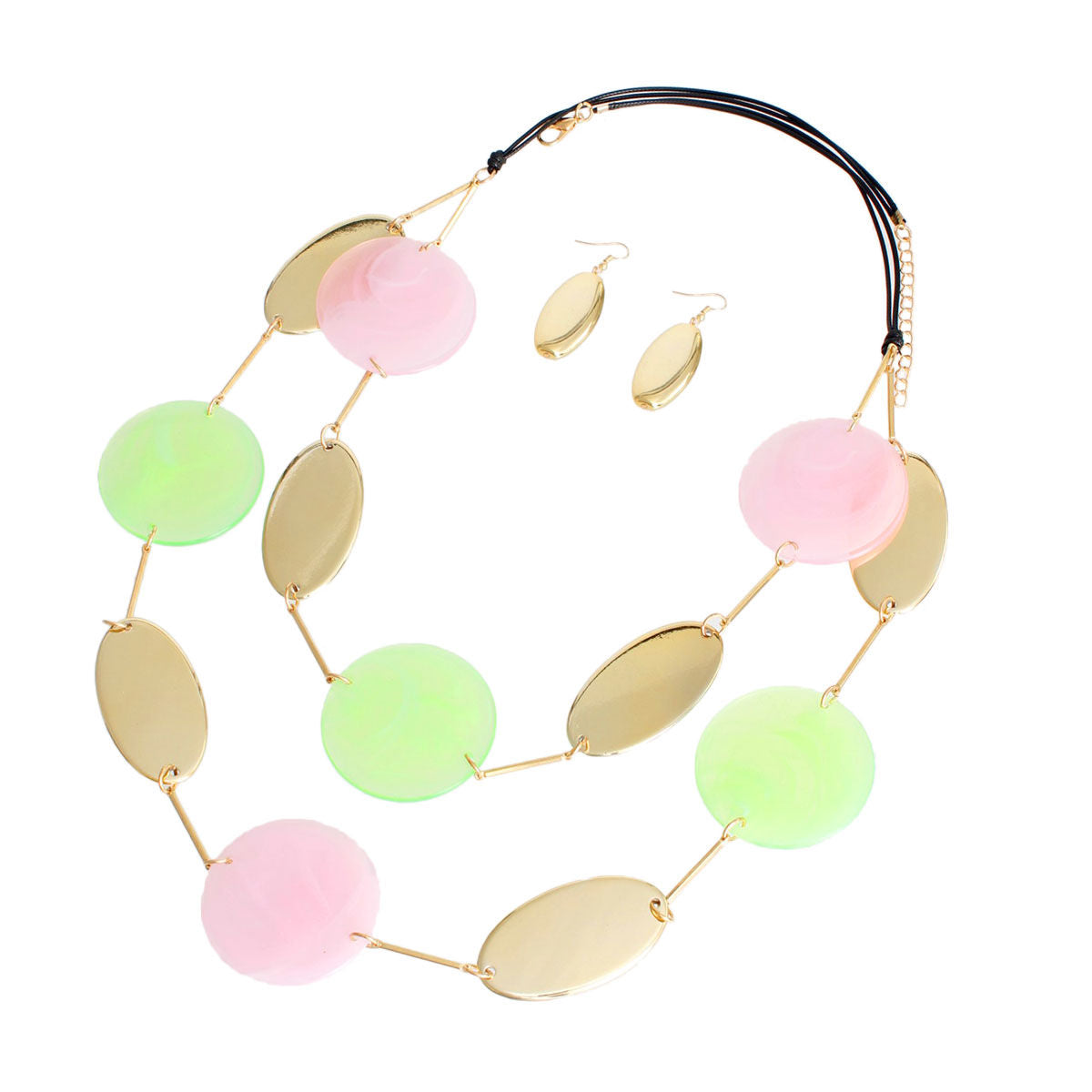 AKA Pink and Green Gold Disc Alpha Kappa App Alpha Necklace