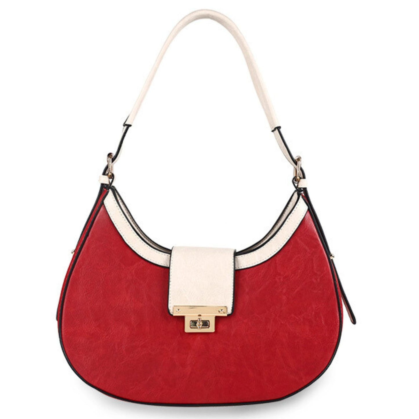 Shoulder Handbag Red Flap Rounded Bag for Women