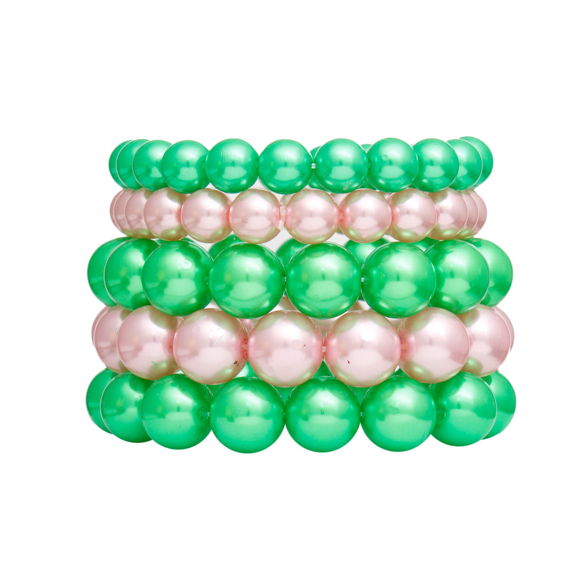 AKA Pink Green Pearl Stretch 5 Pcs Bracelets Women Alpha Kappa Alpha