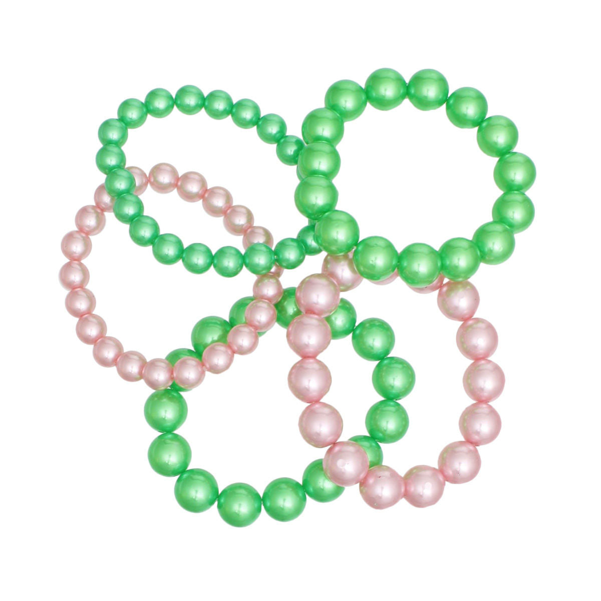 AKA Pink Green Pearl Stretch 5 Pcs Bracelets Women Alpha Kappa Alpha