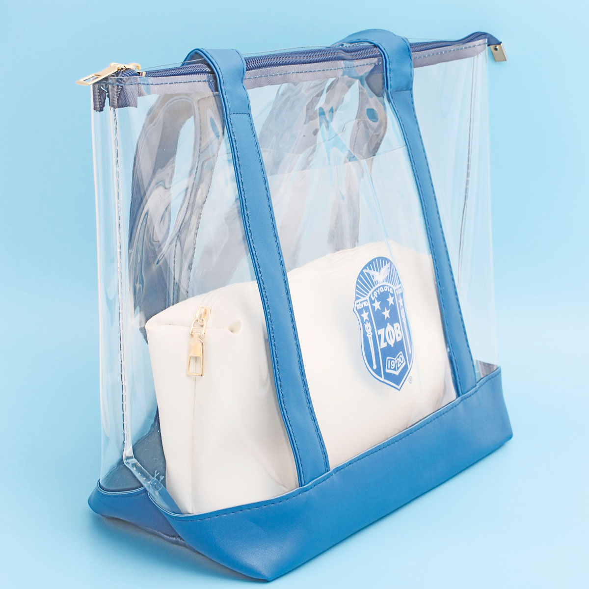 Tote Blue Clear Zeta Sorority Bag for Women