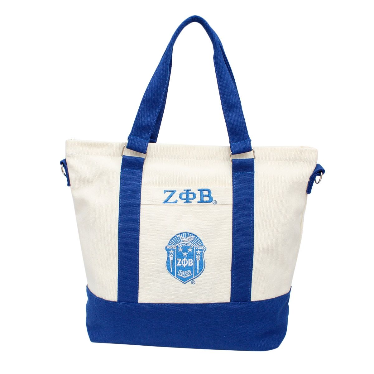 Zeta Phi Beta Tote Bag ZPB Sorority Thick Canvas Embroidered Tote Bag