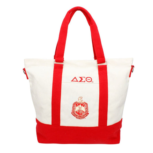 Delta Sigma Theta Bag DST Sorority Thick Canvas Embroidered Tote Bag