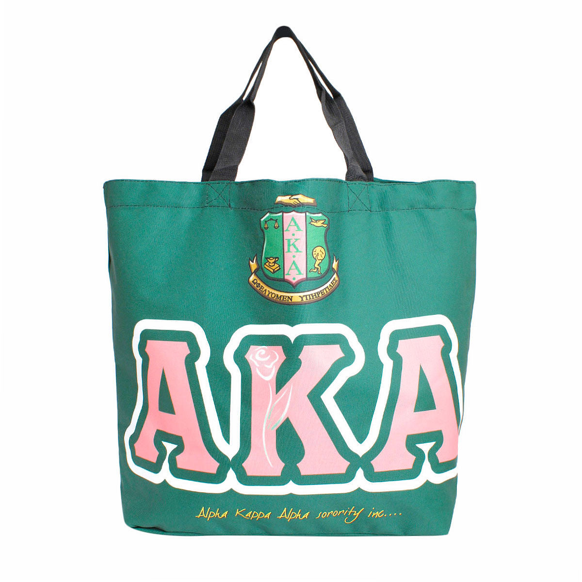 AKA Alpha Kappa Alpha Inspired Shield Green Pink Large Shopper Tote for Women