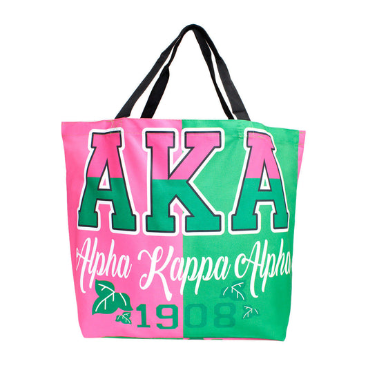 Alpha Kappa Alpha AKA 1908 Pink Green Large Shopper Tote for Women