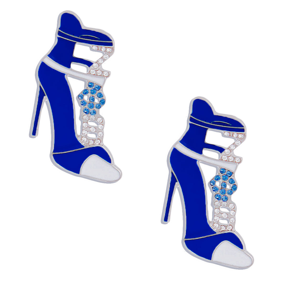 Zeta Phi Beta Earrings Blue White Zeta Heel Studs