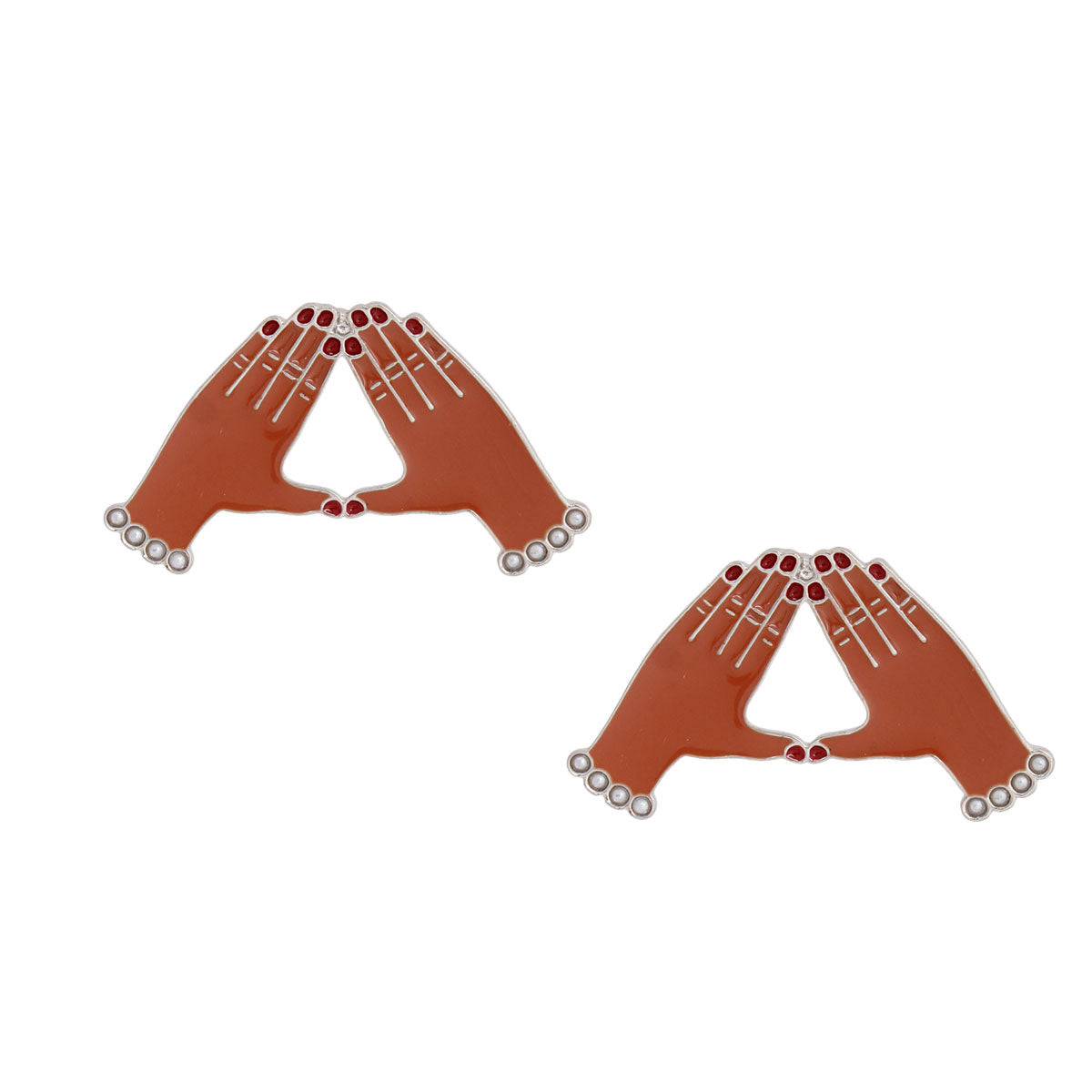 Red White DST Hand Sign Studs|1 x 1.8 inches Delta Sigma Theta Stud earrings