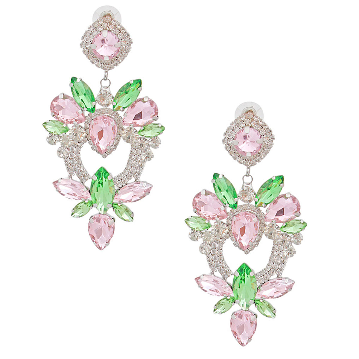 AKA Earrings Alpha Kappa Alpha Earrings AKA Light Pink Green Crystal Heart