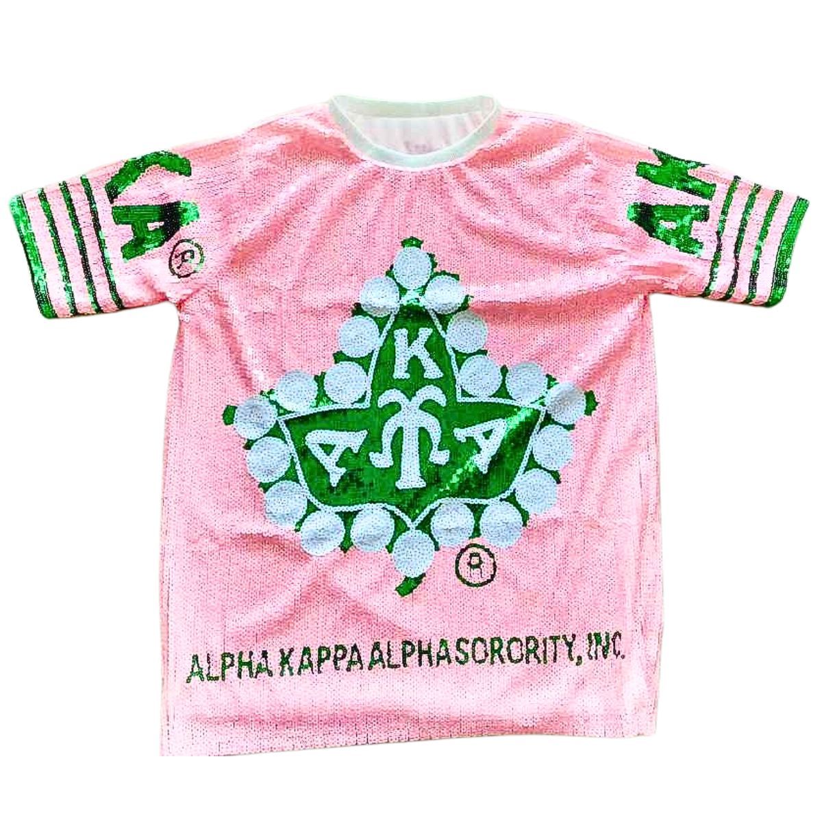 AKA Sorority Pink Ivy Leaf Sequin Jersey Shirt Alpha Kappa Alpha Clothes Apparel 