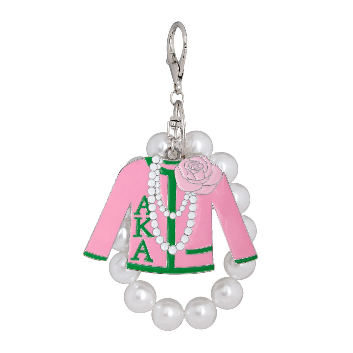 AKA Pink Green Sorority Keychain AKA Alpha Kappa Alpha Pink and Green Sorority Keychain - Purse Charm