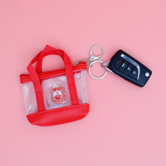 Delta Sigma Theta Inspired DST Sorority Mini Tote Zipper Pouch Keychain Clip