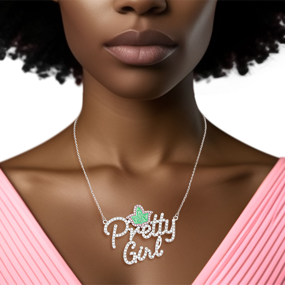 AKA Pretty Girl Clear Pendant Alpha Kappa Alpha Necklace Women