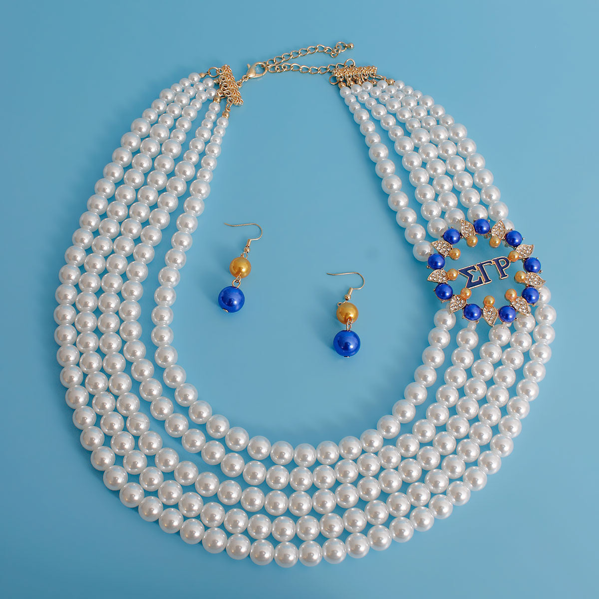 Sigma Gamma Rho Necklace White Pearls Set for Women SGRHO