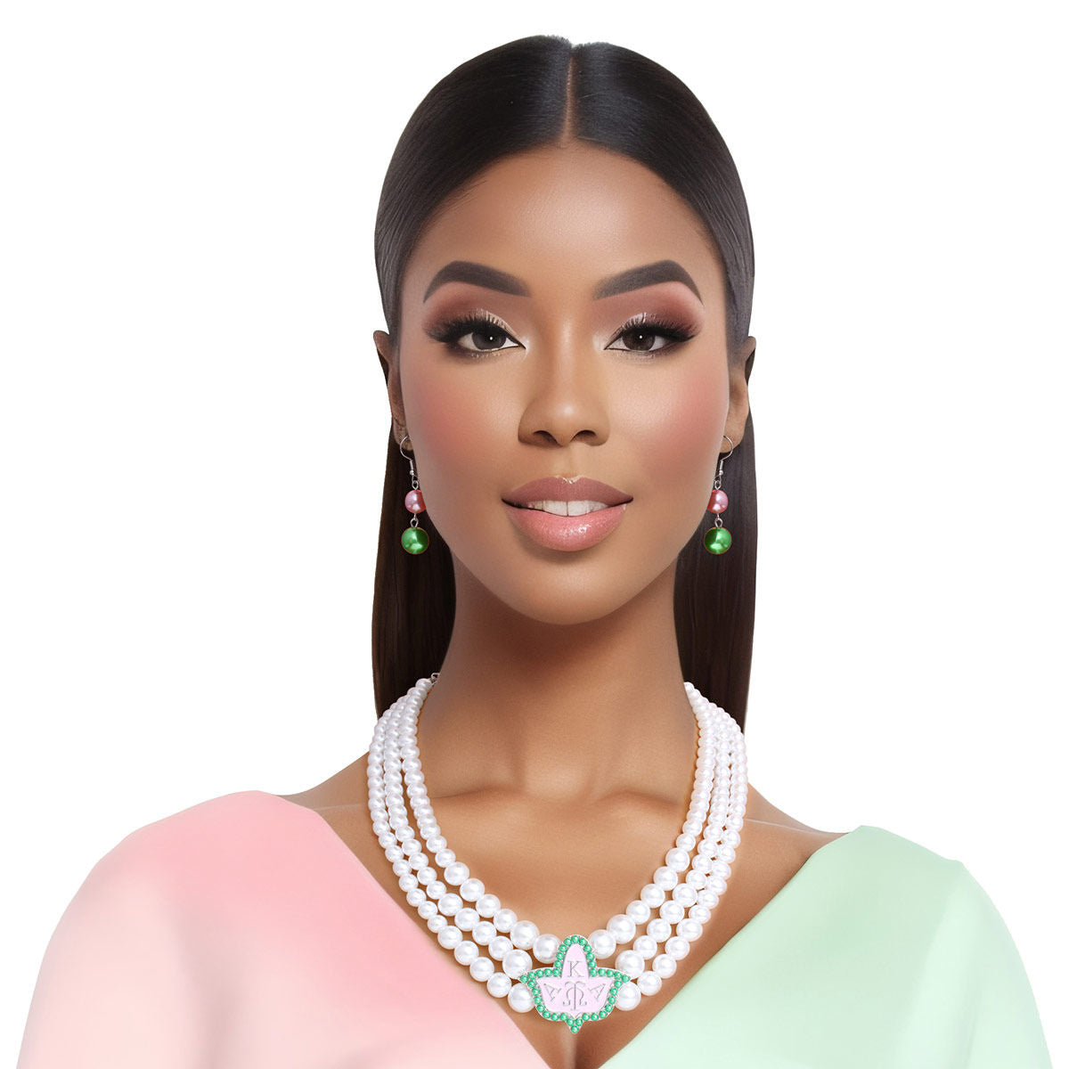 AKA Pearl Necklace Pink Ivy Set Alpha Kappa Alpha