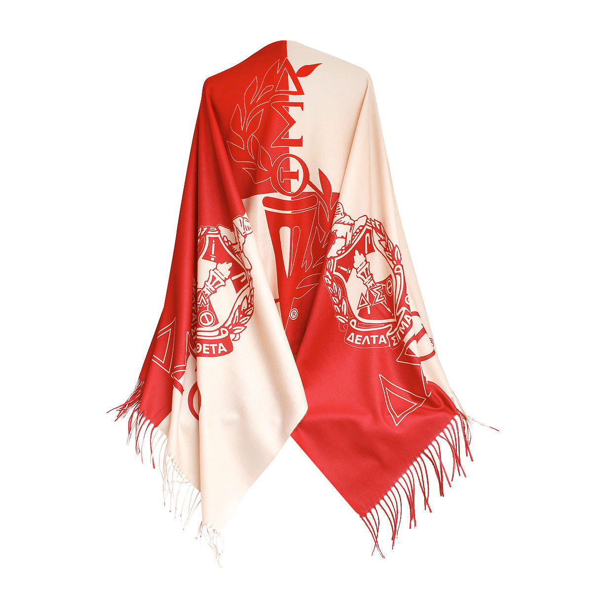 DST Delta Sigma Theta Sorority Red Cream Block Fashion Shawl Scarf