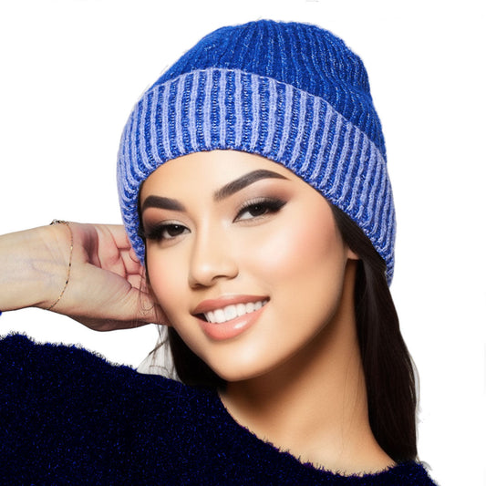 Zeta Phi Beta Beanie Blue Two Tone Cuffed Hat for Women