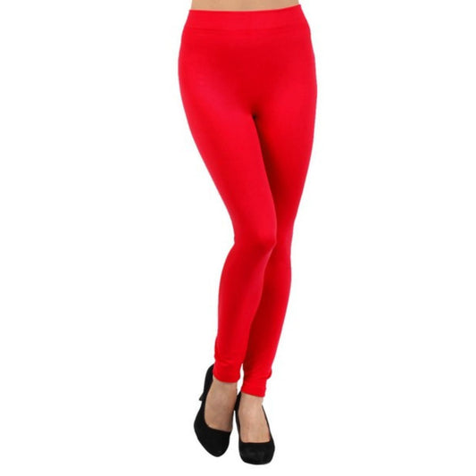 Red Fleece Lined Leggings-Waist 25"-32".