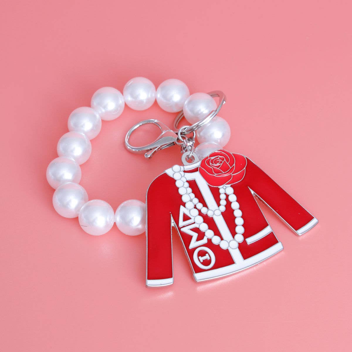 Delta Sigma Theta DST Sweater Red and White Sorority Keychain - Purse Charm