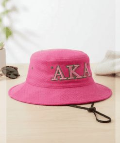 Alternative view of AKA Bucket Hat – Pink Mesh Embroidered Sorority Hat