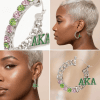 AKA Hoop Earrings Rhinestone Chain | Chic Greek Boutique - Image 3