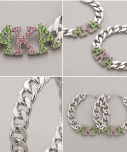 AKA pink and green hoop earrings