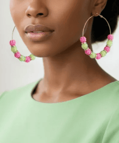 AKA pink and green hypoallergenic hoops