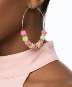 Alternative view of AKA Pink & Green Hypoallergenic Ball Hoops | Chic Greek
