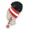 DST Rhinestone Red White Woman Profile Brooch - Image 3