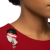 DST Rhinestone Red White Woman Profile Brooch - Image 2