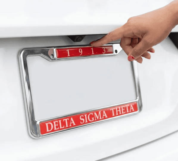 DST License Plate Frame - Chrome with Crimson 1913 Inset