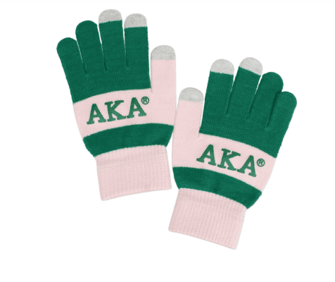 aka gloves green and pink
