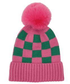 pink and green hat for winter