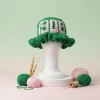 Green AKA Crochet Bucket Hat – Ruffle Brim With Pink 1908 Detail
