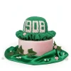 Green AKA Crochet Bucket Hat – Ruffle Brim With Pink 1908 Detail - Image 6