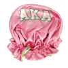 AKA Satin Sleep Bonnet Cap Pink Green - Image 3