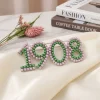 AKA 1908 Pearl Brooch – Green and Pink Pearl Founding Year Pin - Image 2