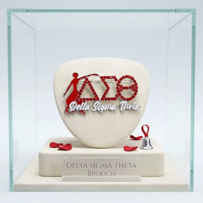Delta Sigma Theta Red Fortitude Rhinestone Brooch - Image 5