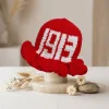 Delta Sigma Theta Crochet Bucket Hat – Red Ruffle Brim With White 1913 Detail - Image 7