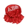 DST Satin Sleep Bonnet Cap Red White - Image 3