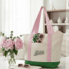 AKA Large Canvas Tote Bag – Pink & Green Sorority Handbag - Image 3
