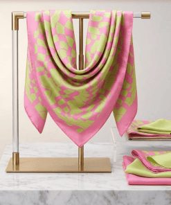 aka scarf pink and green wavy print