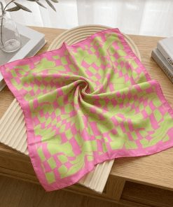 Alternative view of AKA Inspired Pink and Green Scarf Wavy Silky Square